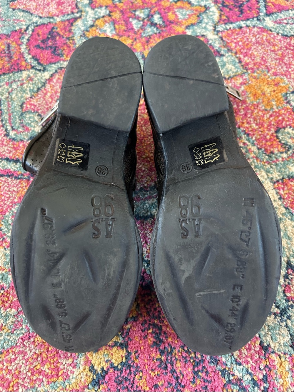 A.S.98 | Women’s Black Floral Embossed Leather Jase Wrap Zip Ankle Boots Size 6 - Picture 14 of 16